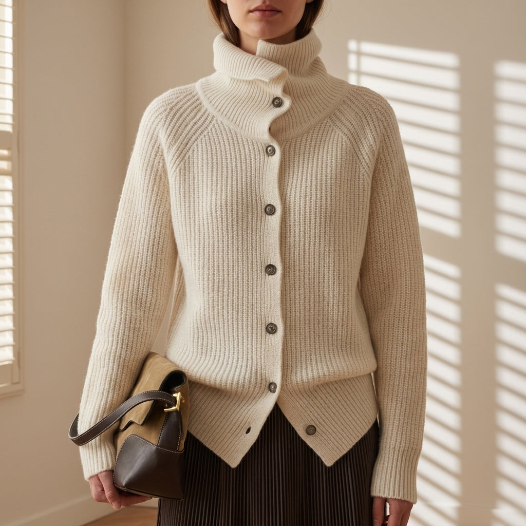 Women's taupe open front knit cardigan
