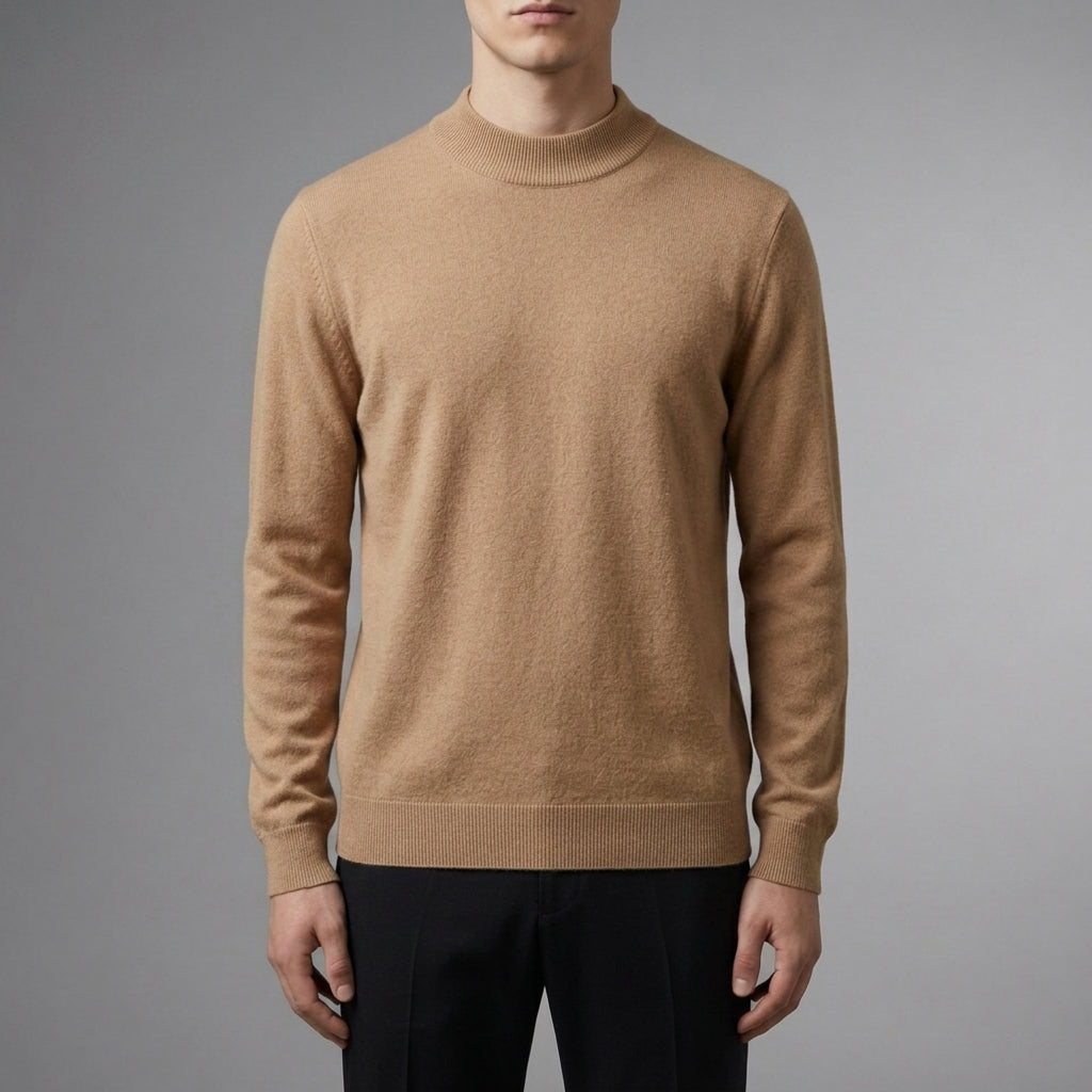 Men's camel cashmere blend sweater