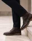 Men's espresso brown rugged leather boots