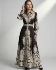 Women’s blue women's printed a-line dress belt