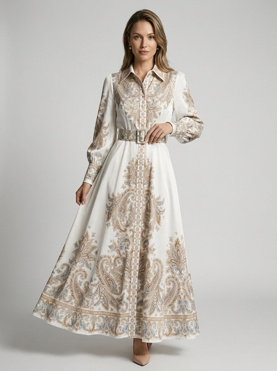 Women’s women's printed a-line dress belt