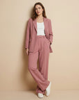 Women’s pink women's blazer and trouser two piece set