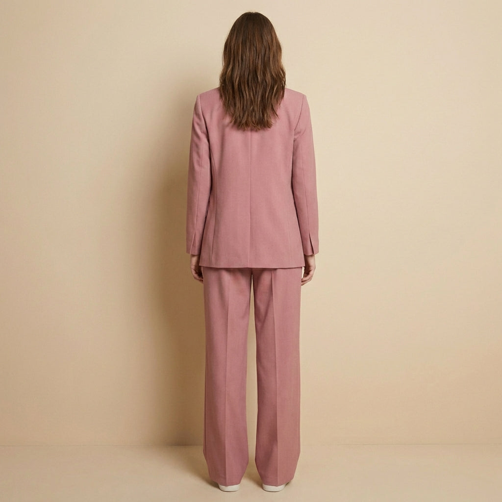 Women’s pink women's blazer and trouser two piece set