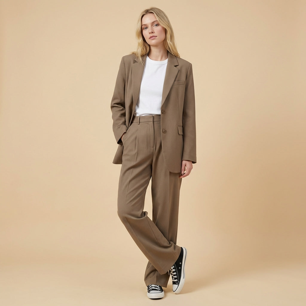 Women’s pink women's blazer and trouser two piece set
