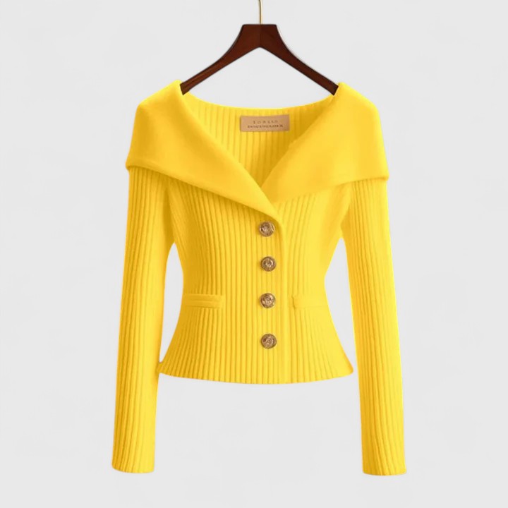 Women's yellow soft knit cosy cardigan