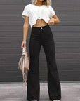 women's high waist flared corduroy trousers