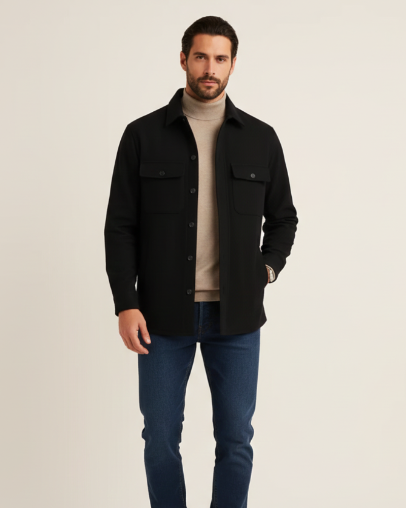 Men's overshirt cotton blend regular fit in black