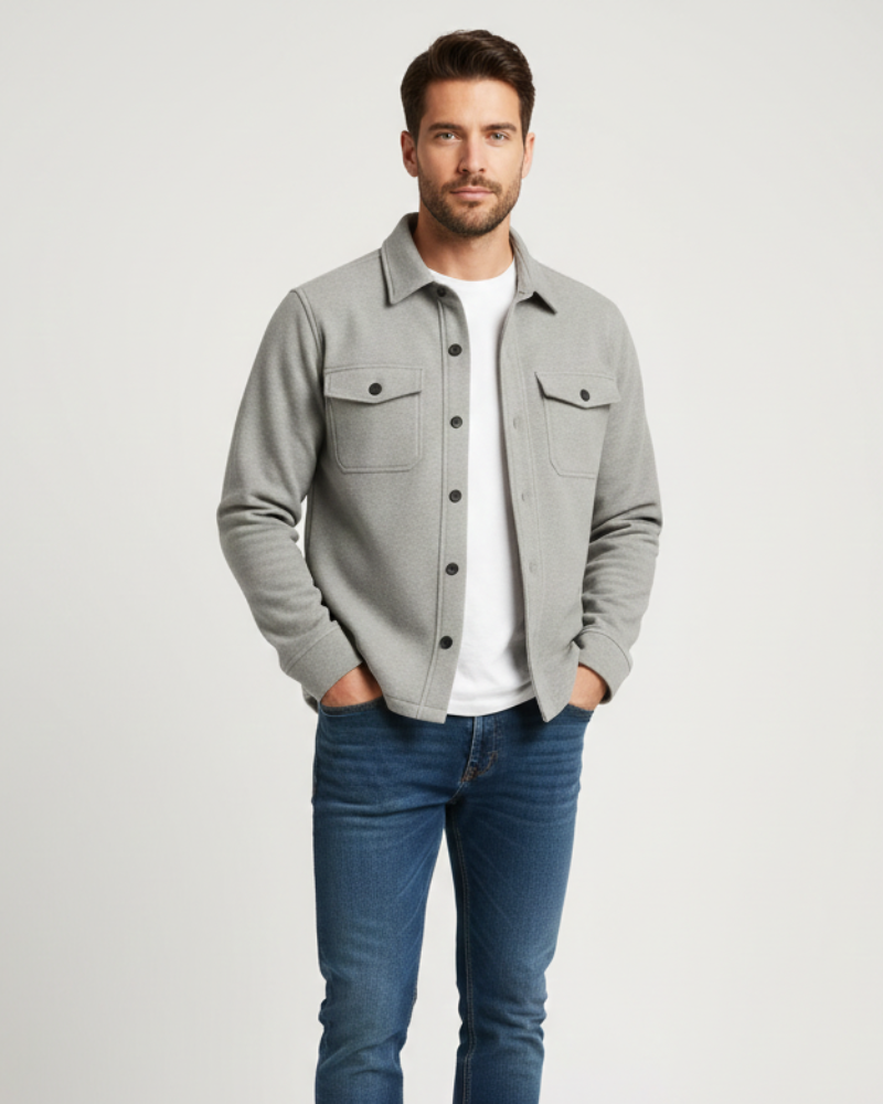 Men's overshirt cotton blend regular fit in black