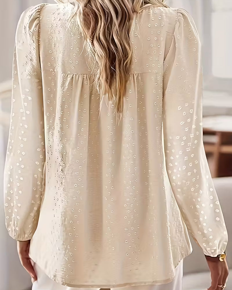 Blouse Long Sleeve Lace Yoke Relaxed Fit 2