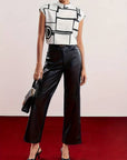 Blouse Sleeveless Mock Neck Graphic Print Top 1
