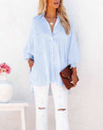 Blouse Striped Long Sleeve Relaxed Fit Top 0