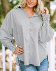 Blouse Striped Long Sleeve Relaxed Fit Top 2