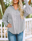 Blouse Striped Long Sleeve Relaxed Fit Top 3