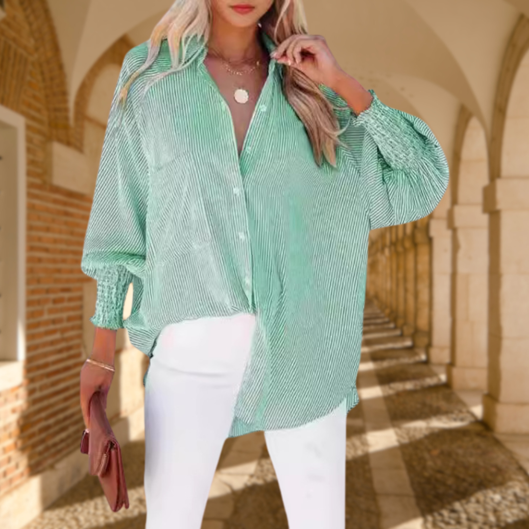 Blouse Striped Long Sleeve Relaxed Fit Top 4
