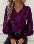 Blouse V-Neck Floral Print Long Sleeve Top 0