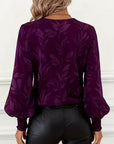 Blouse V-Neck Floral Print Long Sleeve Top 1