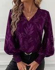 Blouse V-Neck Floral Print Long Sleeve Top 2
