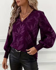 Blouse V-Neck Floral Print Long Sleeve Top 3