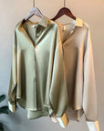 Blouse Women Silk Long Sleeve Classic Design Comfortable Fit Size S-3XL 1