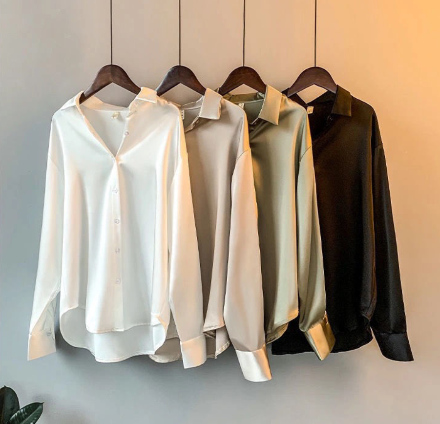 Blouse Women Silk Long Sleeve Classic Design Comfortable Fit Size S-3XL 2