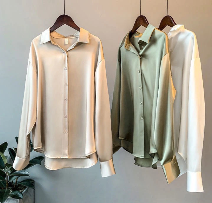 Blouse Women Silk Long Sleeve Classic Design Comfortable Fit Size S-3XL 3