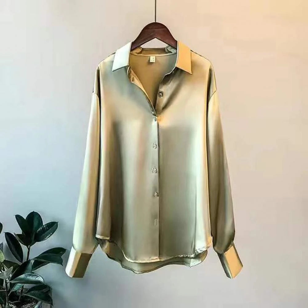 Blouse Women Silk Long Sleeve Classic Design Comfortable Fit Size S-3XL 5