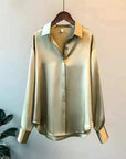 Blouse Women Silk Long Sleeve Classic Design Comfortable Fit Size S-3XL 5
