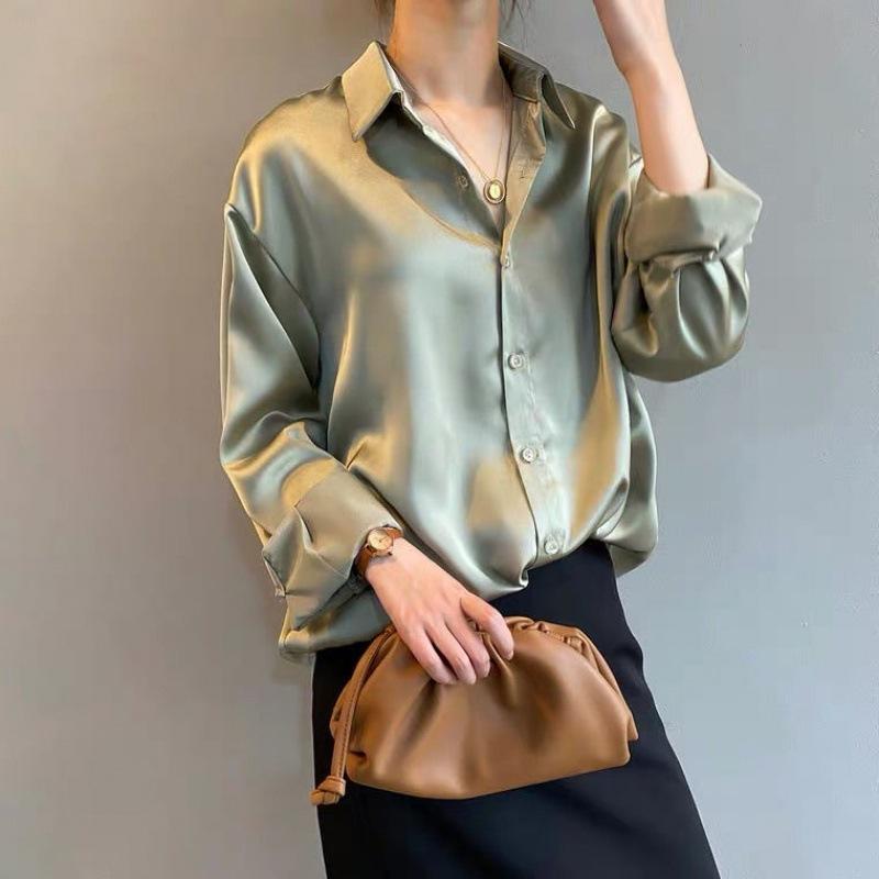 Blouse Women Silk Long Sleeve Classic Design Comfortable Fit Size S-3XL 6