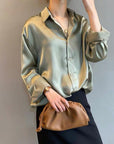 Blouse Women Silk Long Sleeve Classic Design Comfortable Fit Size S-3XL 6