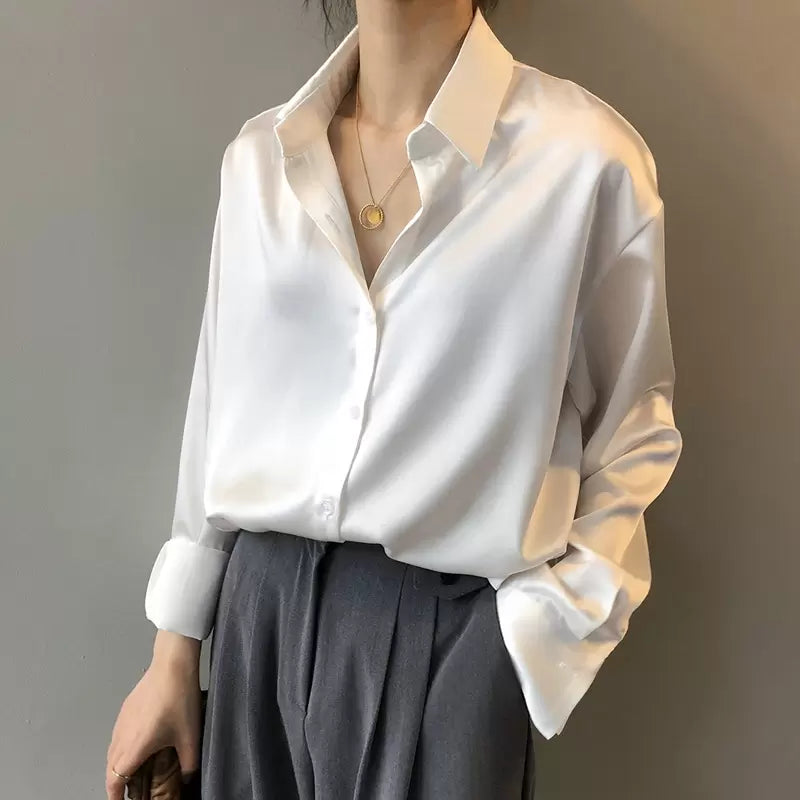 Blouse Women Silk Long Sleeve Classic Design Comfortable Fit Size S-3XL 8