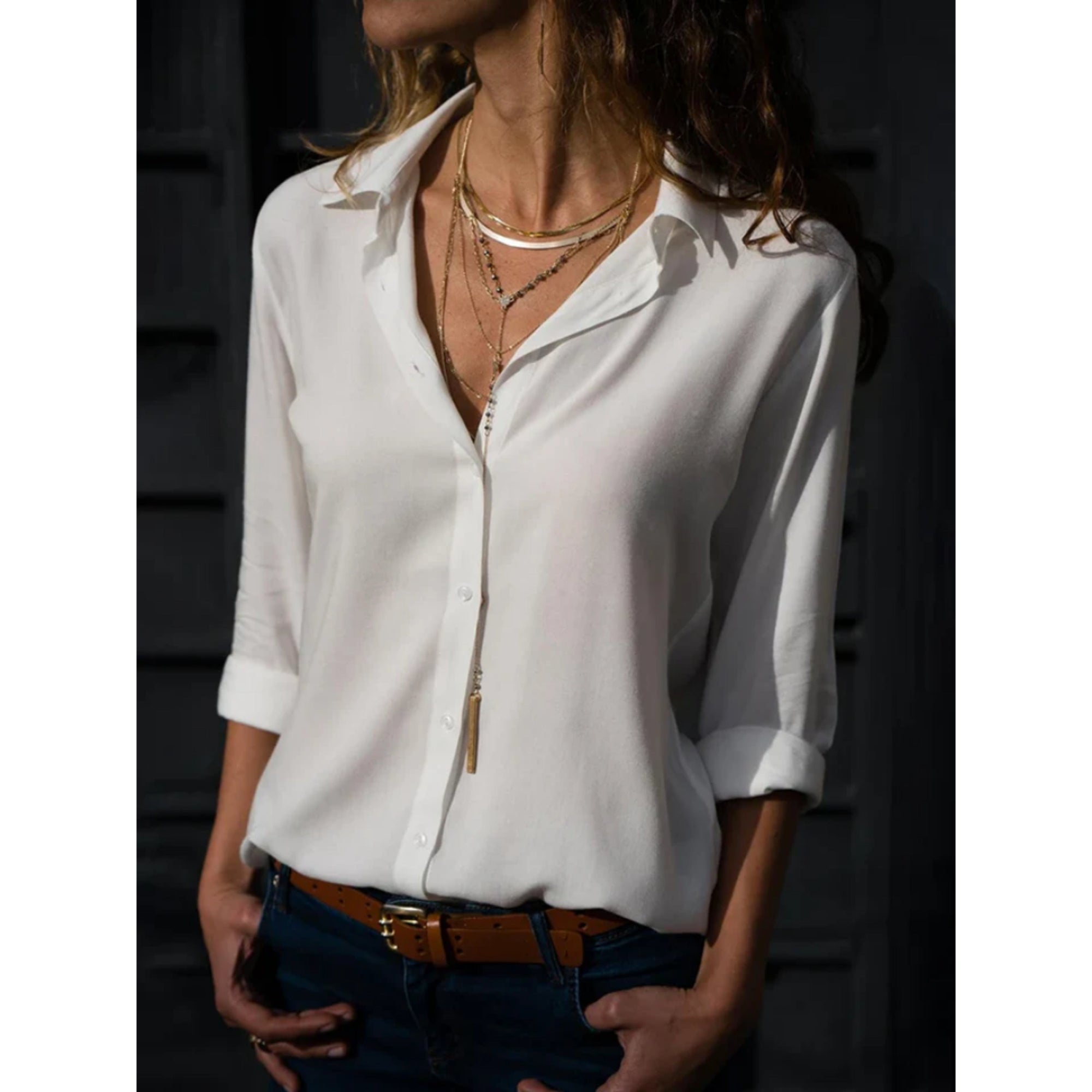 Blouse Women's Long Sleeve Button Closure Relaxed Fit Timeless Style 0