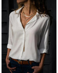 Blouse Women's Long Sleeve Button Closure Relaxed Fit Timeless Style 0