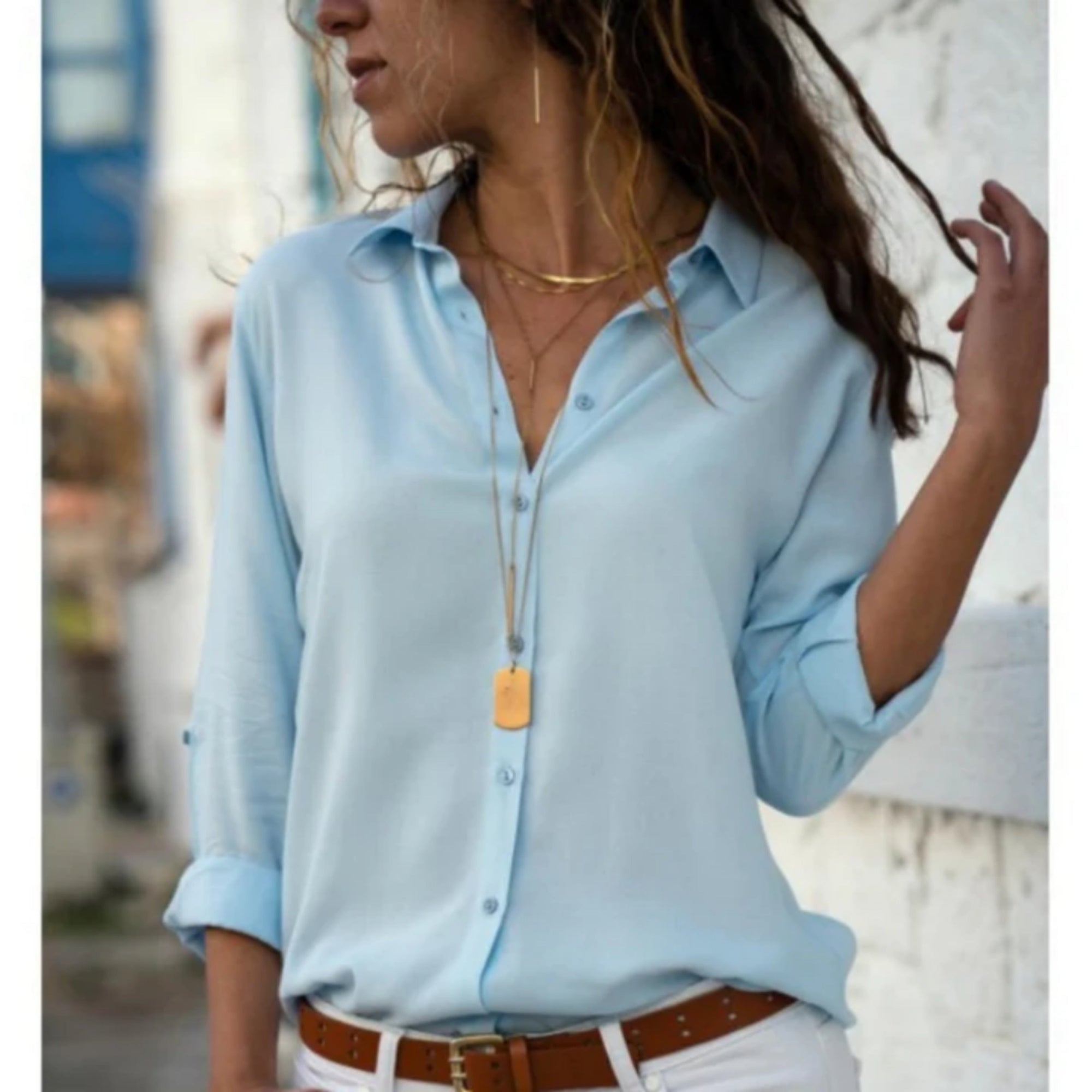 Blouse Women's Long Sleeve Button Closure Relaxed Fit Timeless Style 3