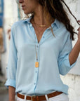 Blouse Women's Long Sleeve Button Closure Relaxed Fit Timeless Style 3