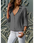 Blouse Women's Long Sleeve Button Closure Relaxed Fit Timeless Style 4