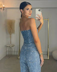 Bold Denim Jumpsuit With Wide Legs For Women 2