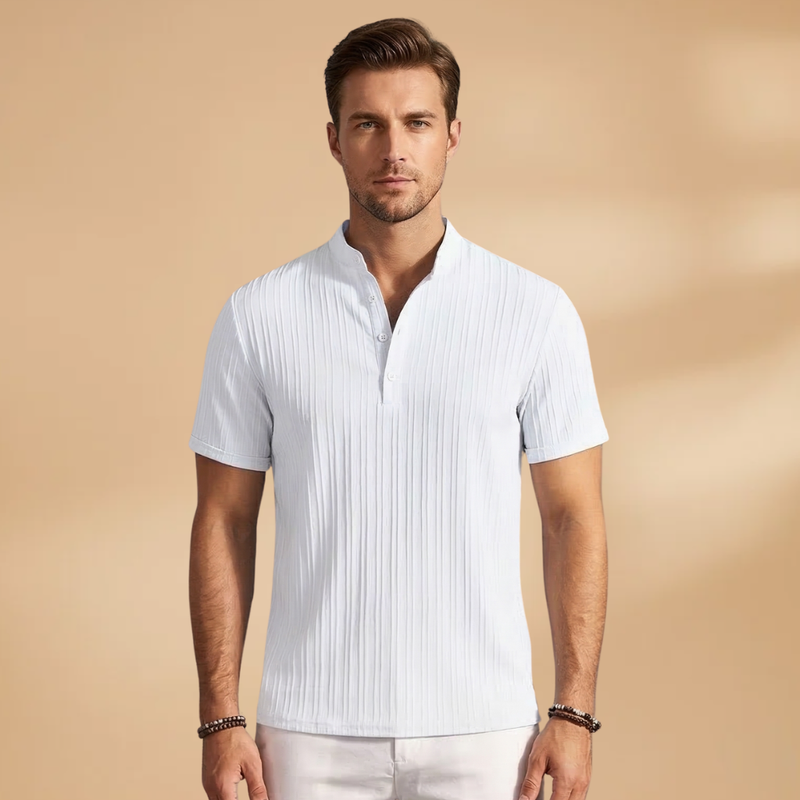 Bold Men's T Shirt with Textured V-Neck 10