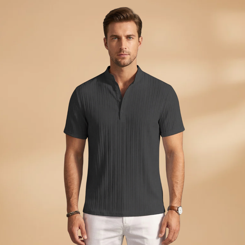 Bold Men's T Shirt with Textured V-Neck 7