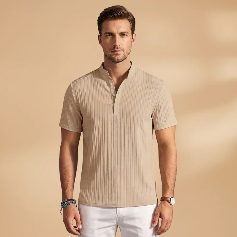 Bold Men's T Shirt with Textured V-Neck 8