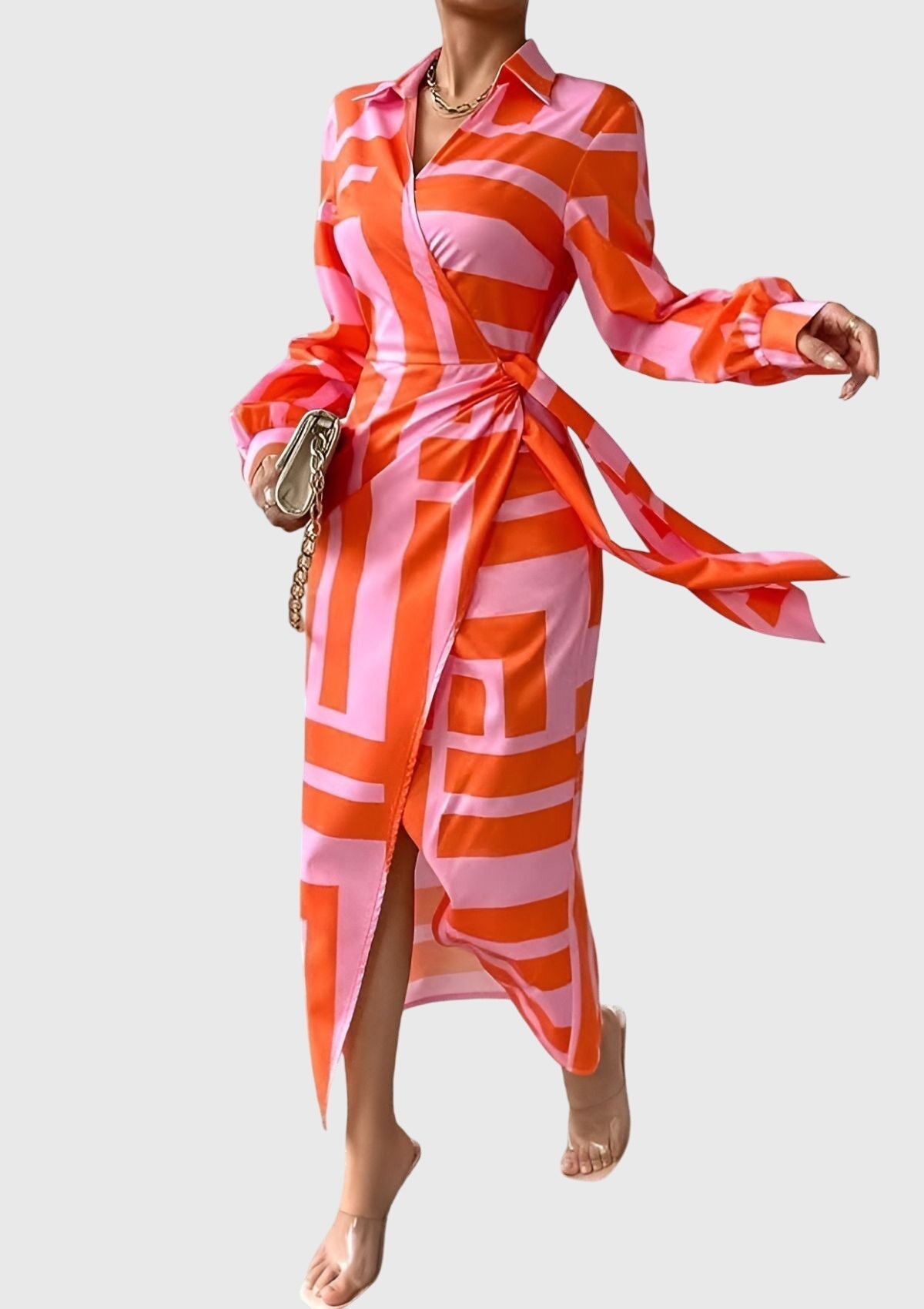 Bold Wrap Dress With Chic Print Design 1