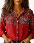 Button-Down Shirt Women Long Sleeve Classic Collar Hip-Length Woven 0