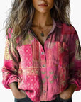 Button-Down Shirt Women Long Sleeve Classic Collar Hip-Length Woven 10