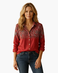 Button-Down Shirt Women Long Sleeve Classic Collar Hip-Length Woven 1