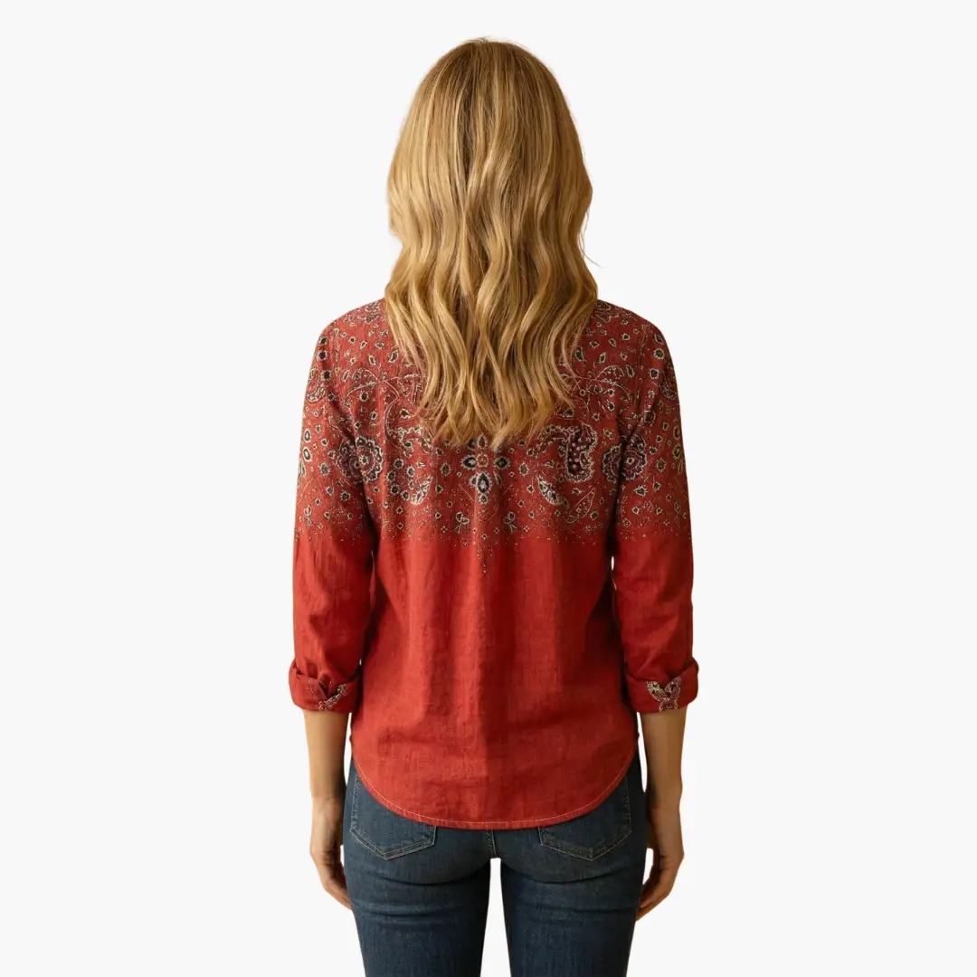 Button-Down Shirt Women Long Sleeve Classic Collar Hip-Length Woven 4