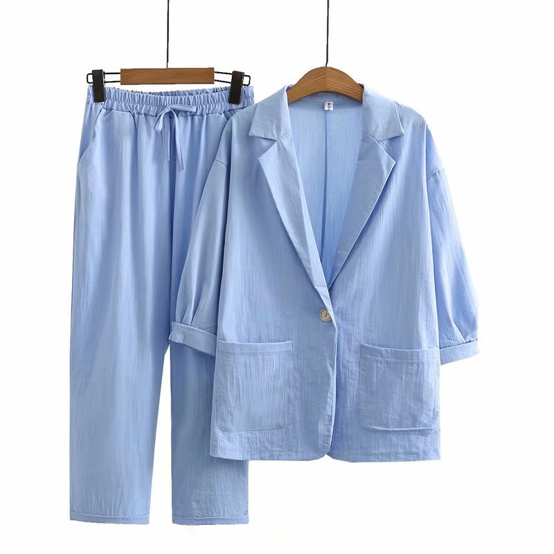 Women’s blue women's linen jumpsuit wide leg