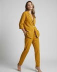 Women’s blue women's linen jumpsuit wide leg