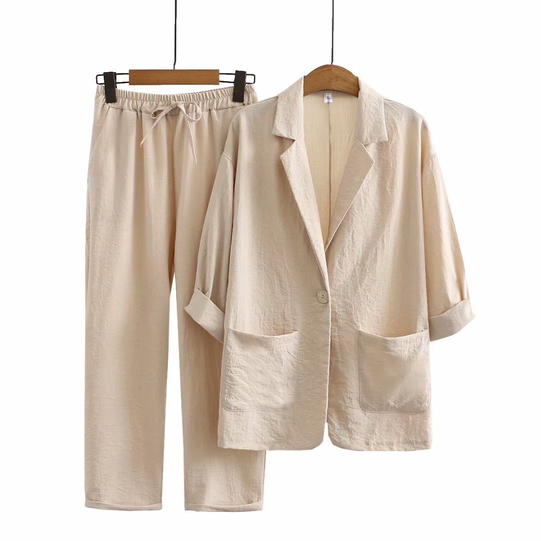 Women’s blue women's linen jumpsuit wide leg