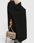 Women's beige longline hooded knit cardigan