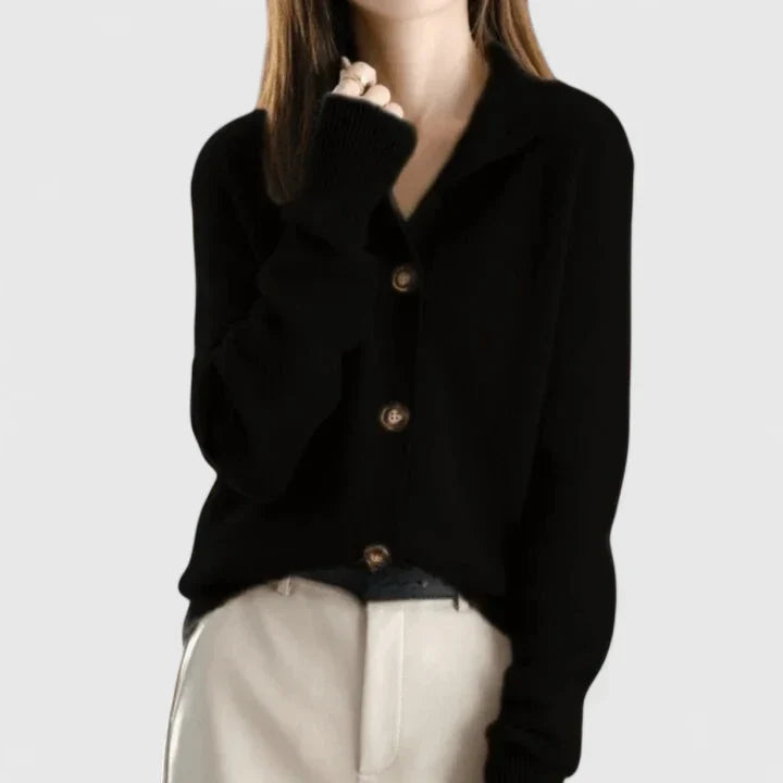 Women's beige minimalist soft knit cardigan