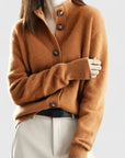 Women's beige minimalist soft knit cardigan